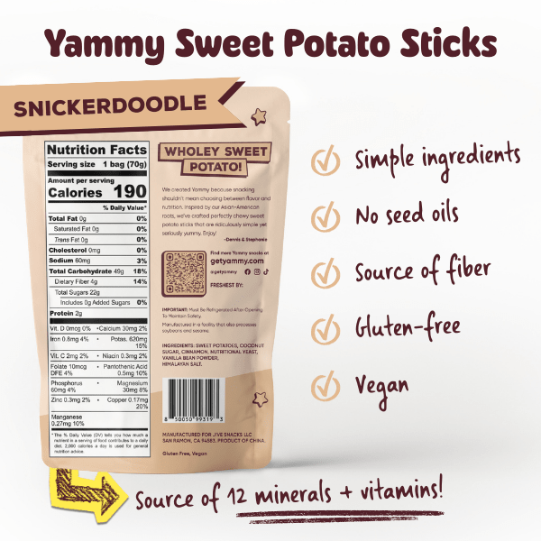 Snickerdoodle Chewy Dried Sweet Potato Sticks (Pack of 5)