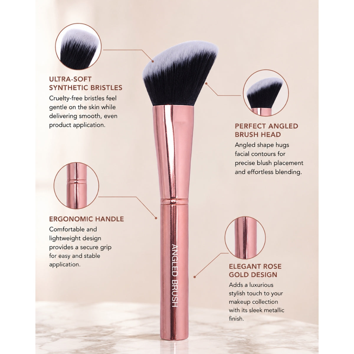 Rose Gold Angled Brush