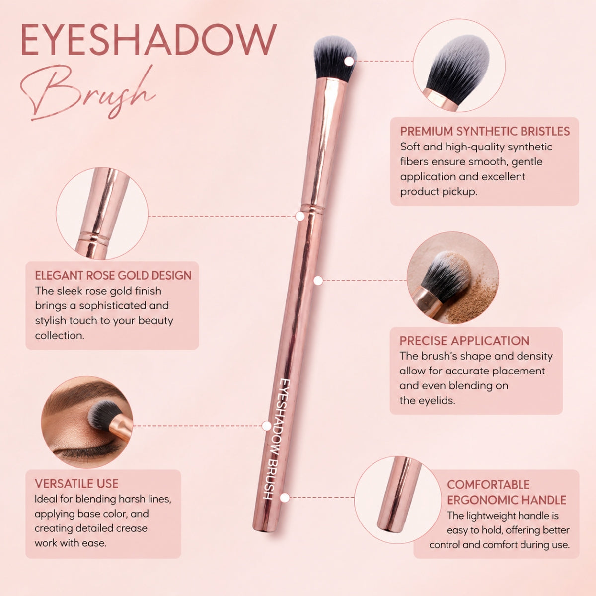 Pincel para sombras de ojos en oro rosa