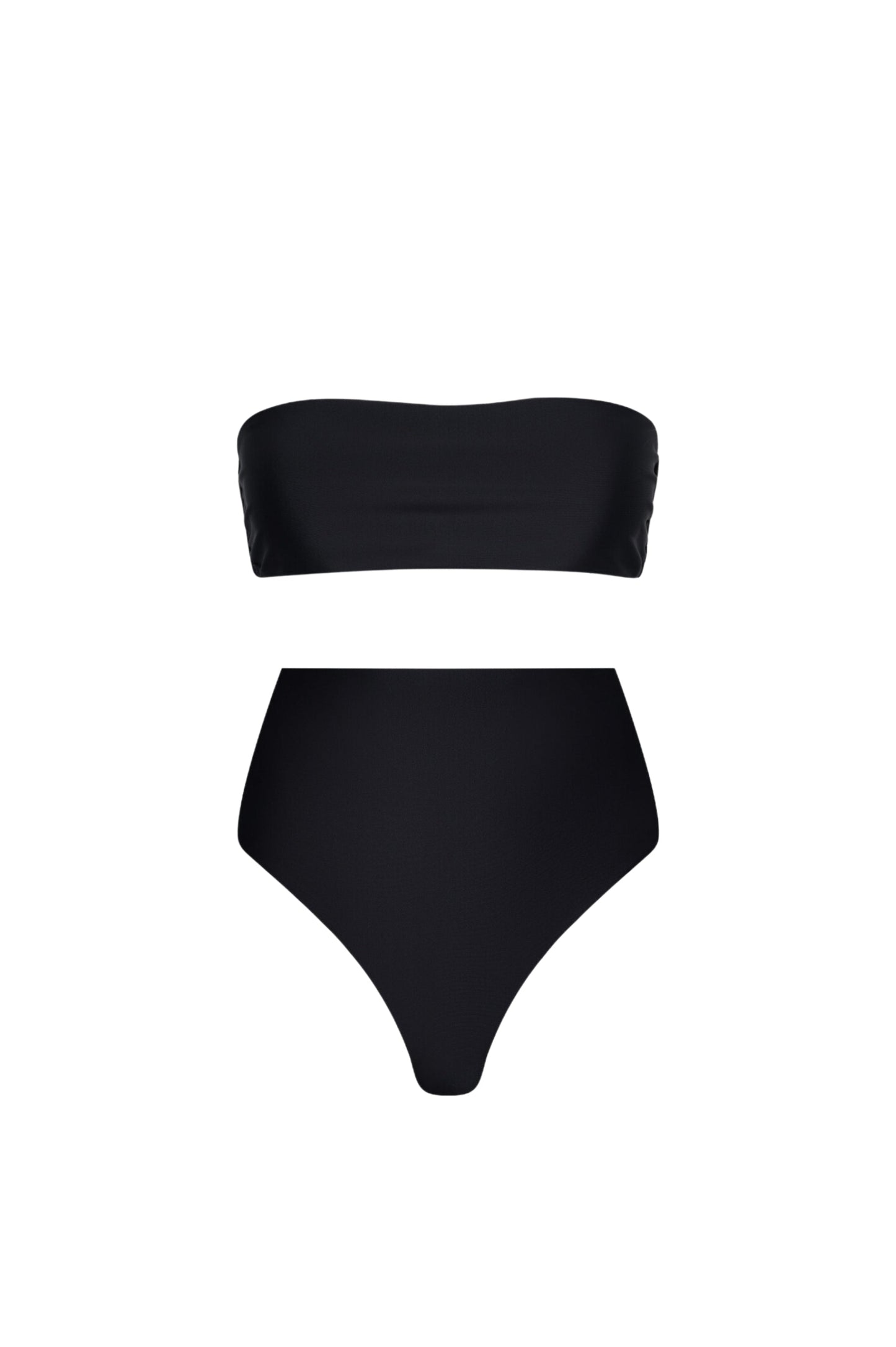 Strapless High Waist Bikini Set – Black