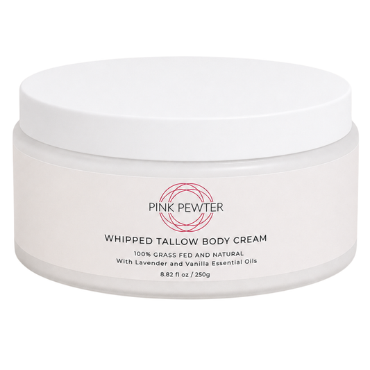 Grass-Fed Tallow Body Cream with Lavender & Vanilla – Deep Moisturizer for Dry Skin, 8.82 oz (250 g)