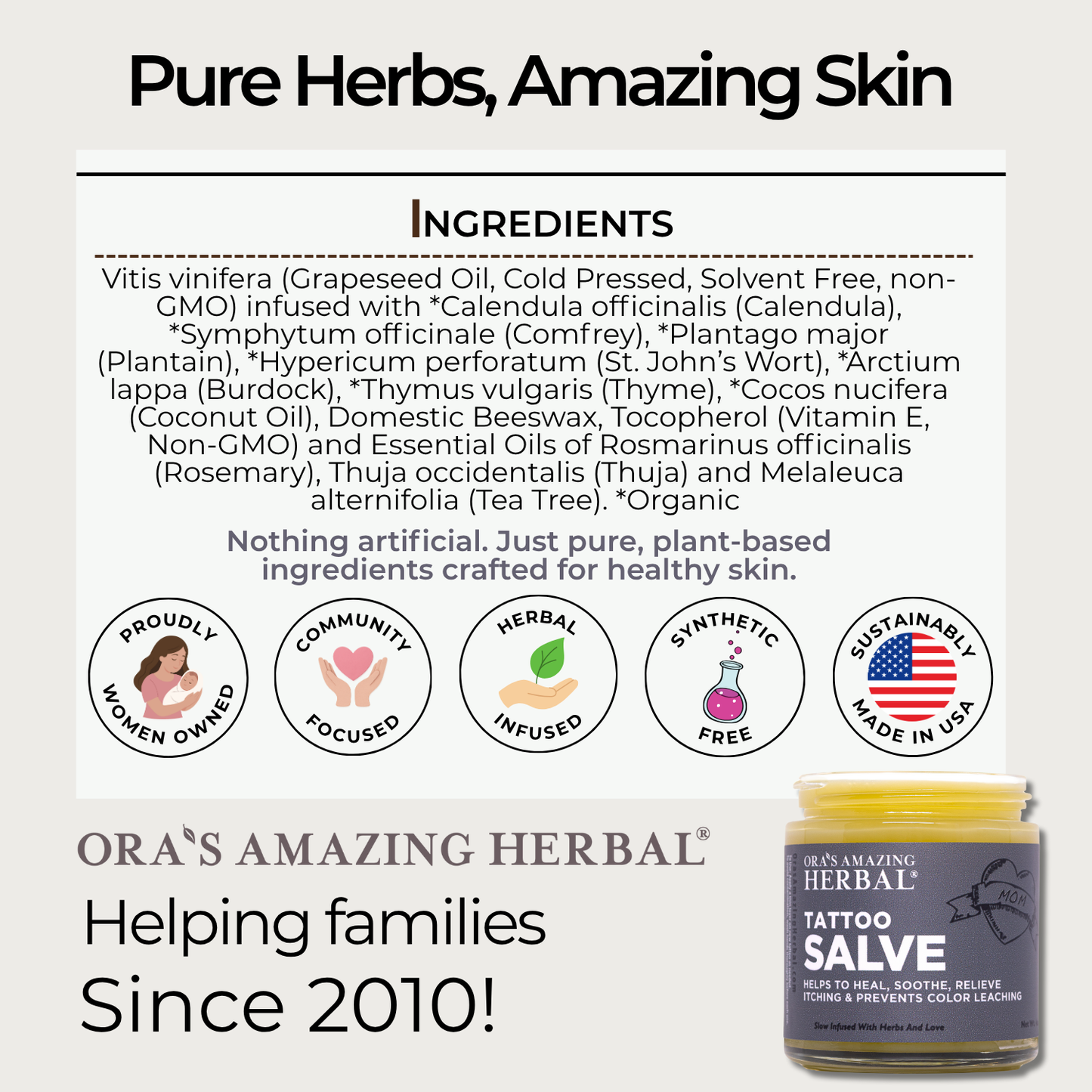 Tattoo Salve, Natural Tattoo Aftercare