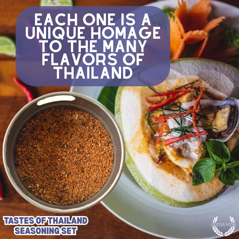 Set de regalo de condimentos tailandeses - Sabores de Tailandia - Paquete de seis mezclas de especias artesanales 