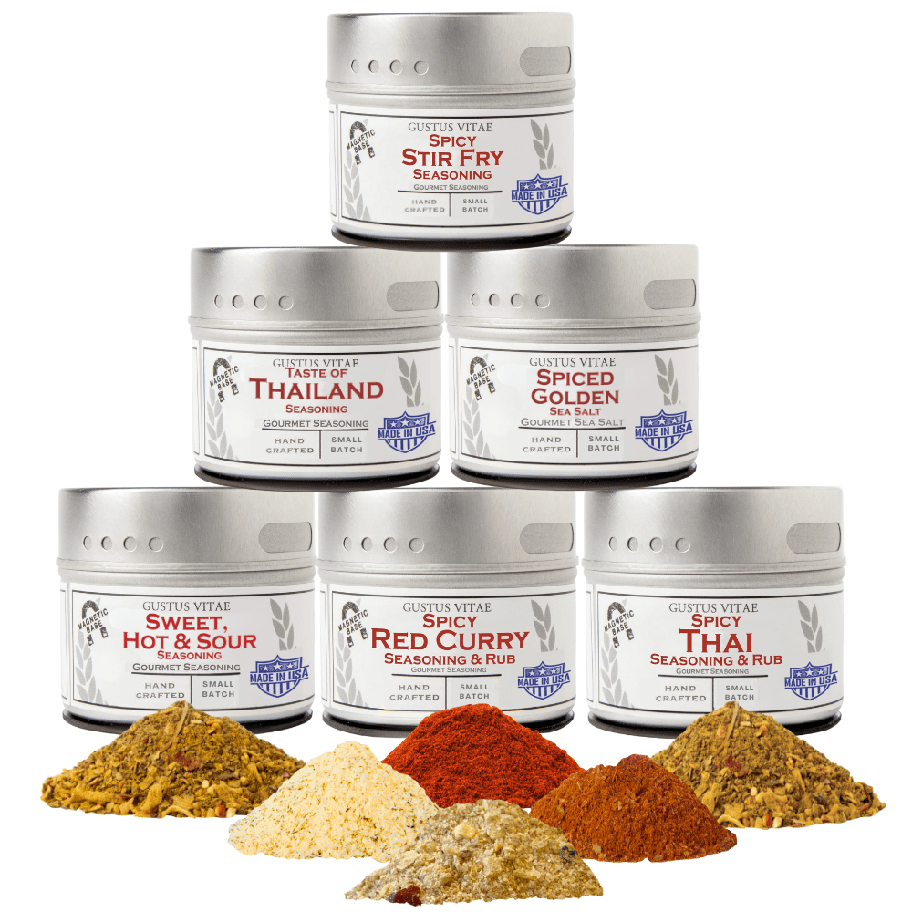 Set de regalo de condimentos tailandeses - Sabores de Tailandia - Paquete de seis mezclas de especias artesanales 