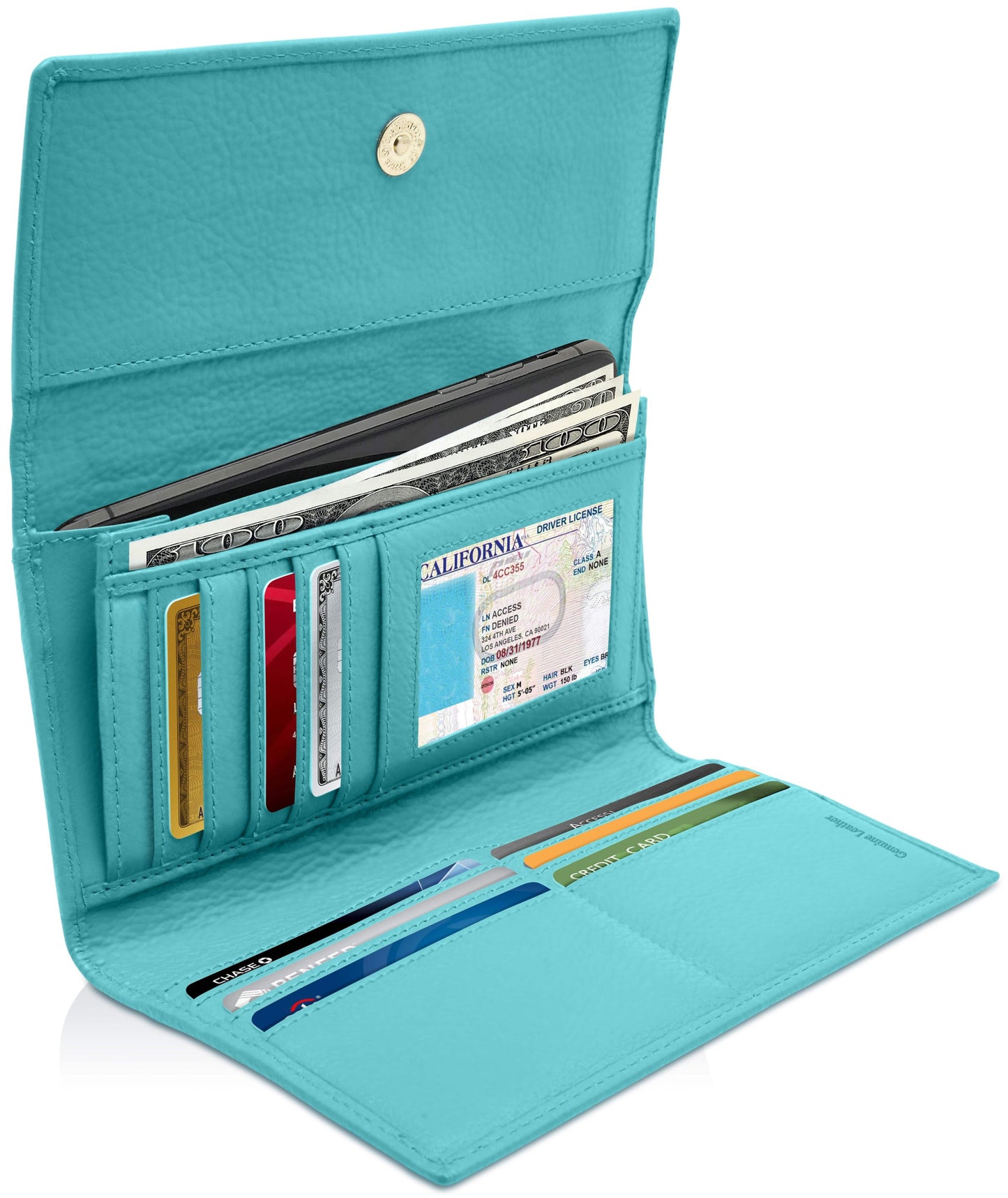 Portefeuille à trois volets avec porte-chéquier amovible