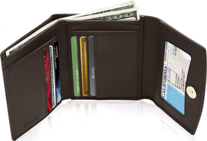 Porte-monnaie portefeuille à trois volets avec fenêtre d'identification