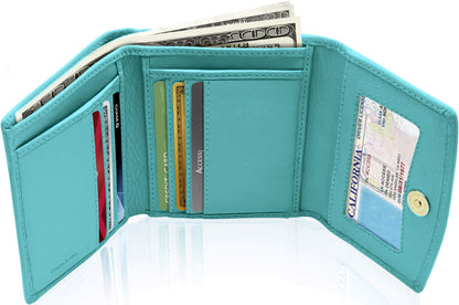 Porte-monnaie portefeuille à trois volets avec fenêtre d'identification