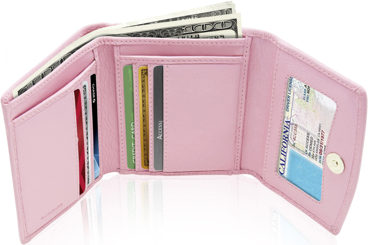 Porte-monnaie portefeuille à trois volets avec fenêtre d'identification