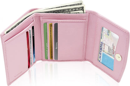 Porte-monnaie portefeuille à trois volets avec fenêtre d'identification