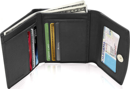 Porte-monnaie portefeuille à trois volets avec fenêtre d'identification