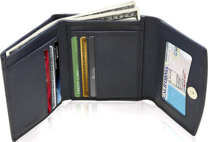 Porte-monnaie portefeuille à trois volets avec fenêtre d'identification