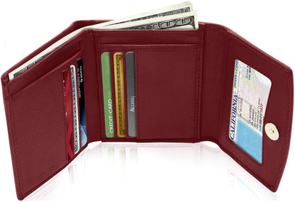 Porte-monnaie portefeuille à trois volets avec fenêtre d'identification