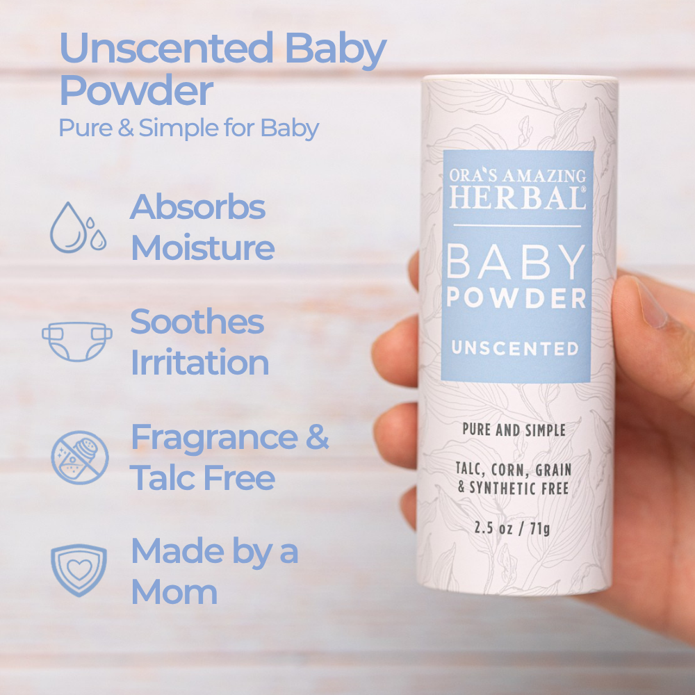 Talco para bebés sin talco, sin perfume, sin maíz