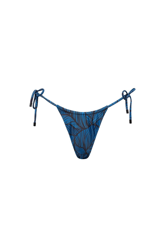 Waikiki Side Tie Bikini Bottom Blue Leaf
