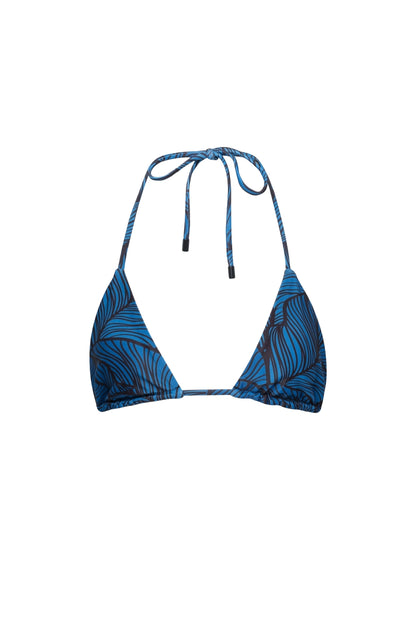 Haut de bikini triangle Waikiki motif feuilles bleues