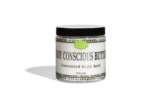 Unscented Kojic Acid Body Conscious Butter for Brightening and Sensitive Skin.