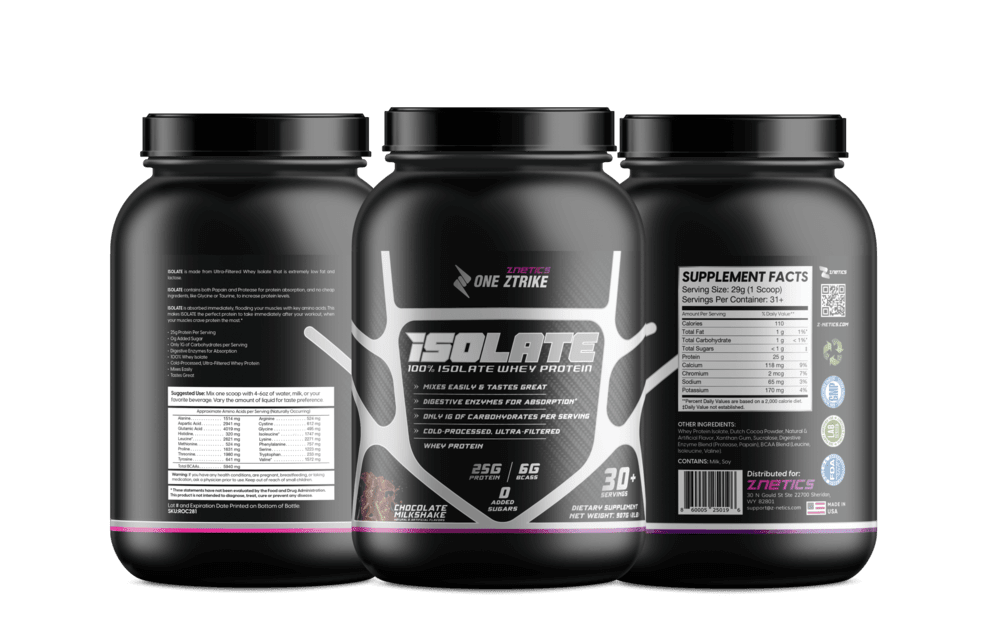 Whey Isolate Protein Chocolate 2LB | 25g Protein, Zero Sugar | ONE ZTRIKE by ZNETICS