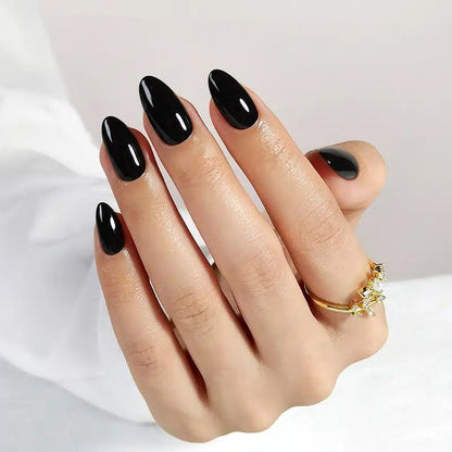 Black Almond Nails - Press on Nails | Long Lasting & Reusable