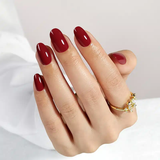 Grape Red Oval Nails - Press On Nails | Long Lasting & Reusable