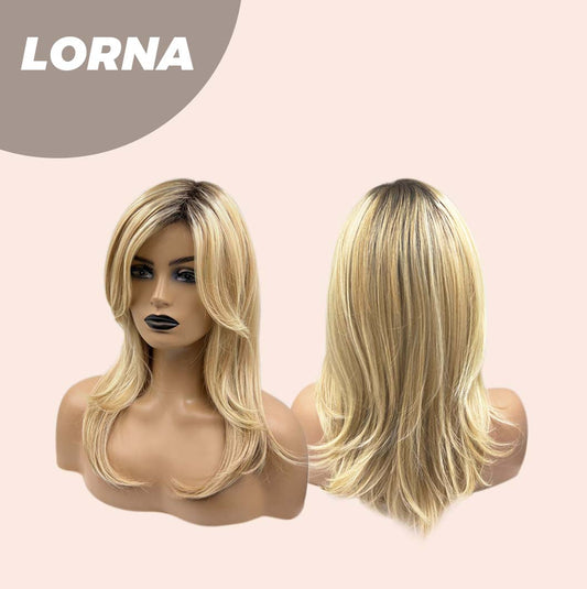 [PRE-ORDER] JBEXTENSION 18 Inches Blonde Curly Women Fashion Full Machine Wig With Bangs LORNA【PLUS PERMATEASE】【BENDY EAR TABS】