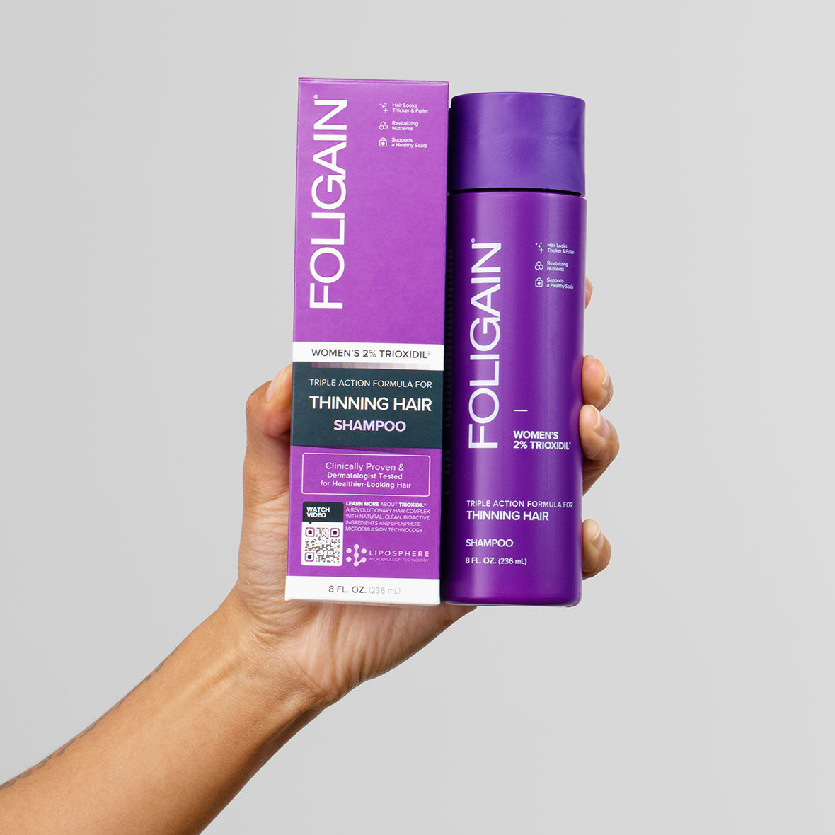 FOLIGAIN® Triple Action Shampoo For Thinning Hair For Women with 2% TRIOXIDIL®