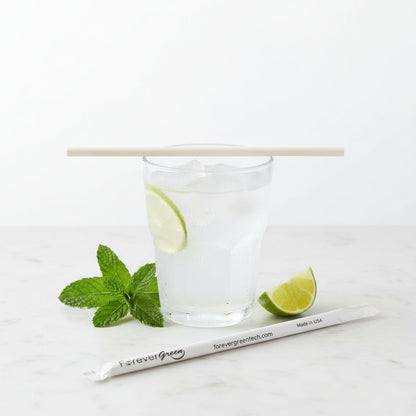 Wrapped 10.25'' x 0.27'' Compostable White Giant Drinking Straws - 1,850 Count