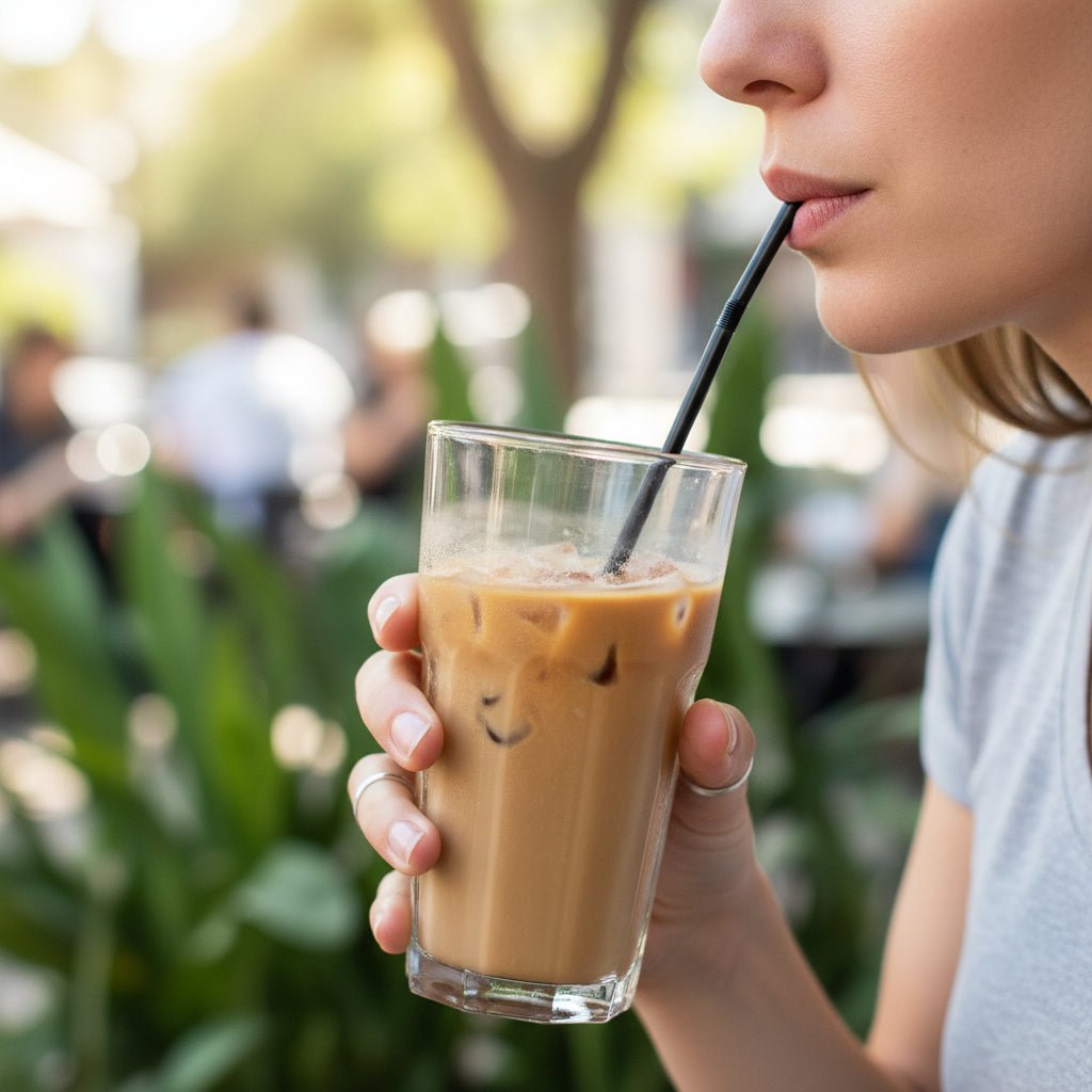 Wrapped 7.75'' x 0.24'' Compostable Black Jumbo Drinking Straws - 2,500 Count