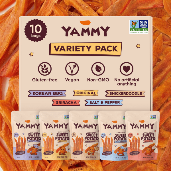 Chewy Dried Sweet Potato Sticks Variety Pack (Pack of 10)