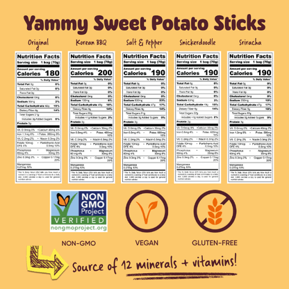 Chewy Dried Sweet Potato Sticks Variety Pack (Pack of 10)