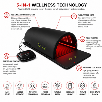 ZUNA Pro Far Infrared PEMF, Infrared, Red Light Sauna Dome – Full-Body Wellness (2026)