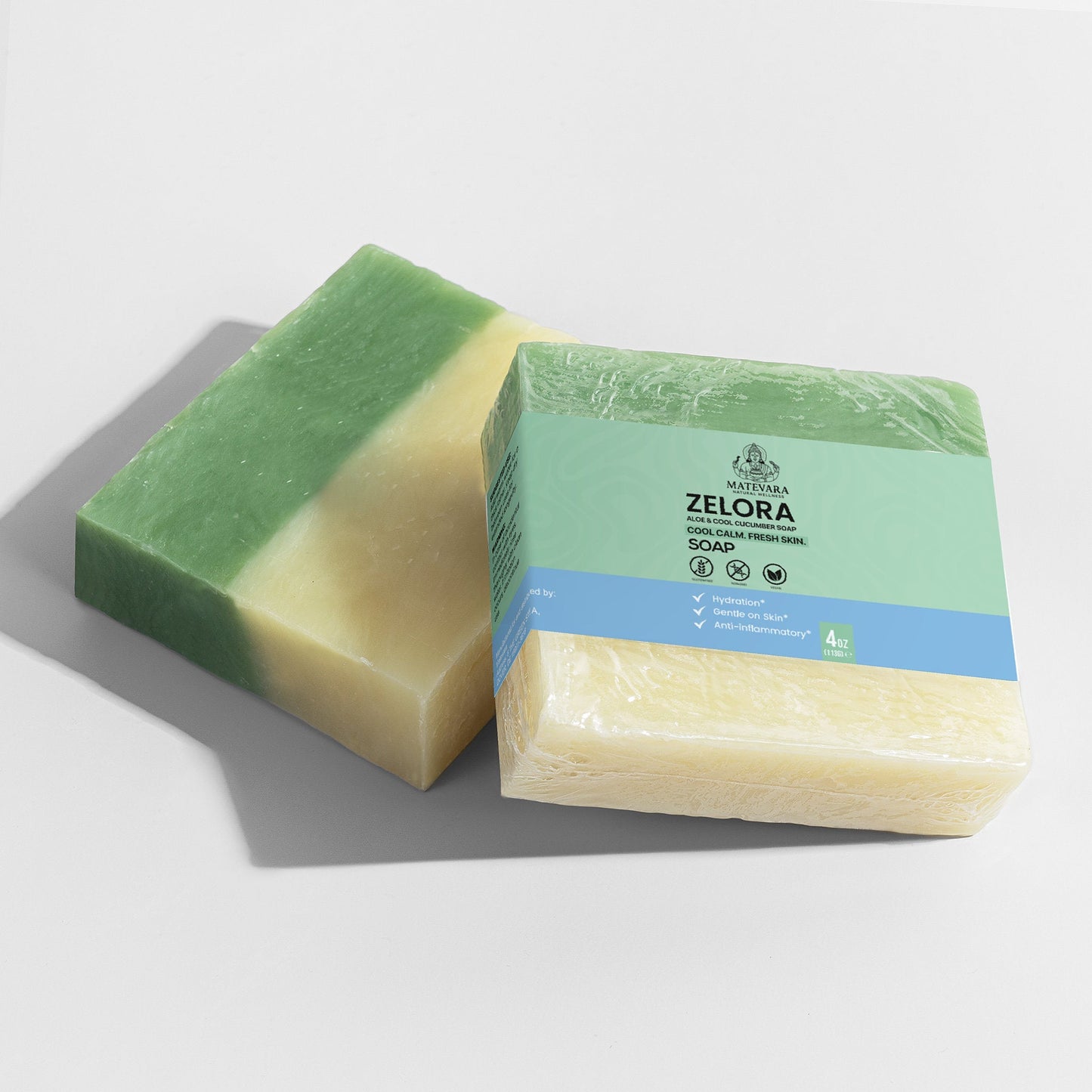 Zelora Aloe & Cool Cucumber Cleansing Bar |Sensitive Skin | 4 oz