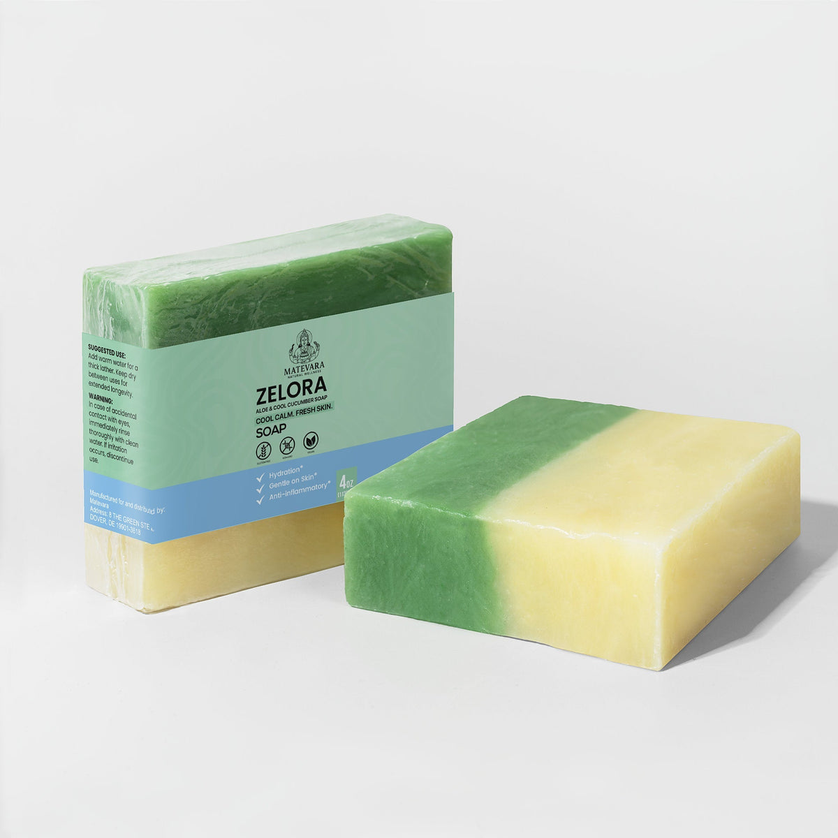 Zelora Aloe & Cool Cucumber Cleansing Bar |Sensitive Skin | 4 oz