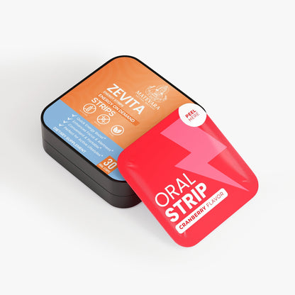 Zevita Energy Strips | Caffeine, L-Theanine & B12 | Quick-Dissolve Oral Strips for Energy & Focus | 30 Strips