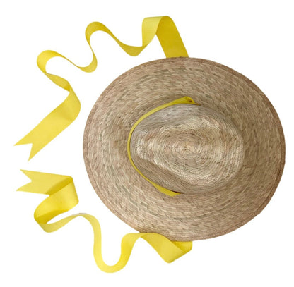 Zinnia Sun Hat for Little Girls (Age 4 - 10) - Long Yellow Grosgrain Ribbon | Daily Health & Beauty